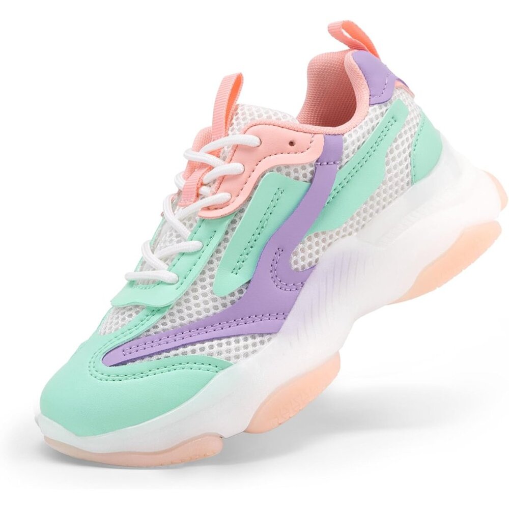 ⚡Kids Girls Multi Sneakers Jelly Sole Lace up Shoes Lightweight Walking Shoes